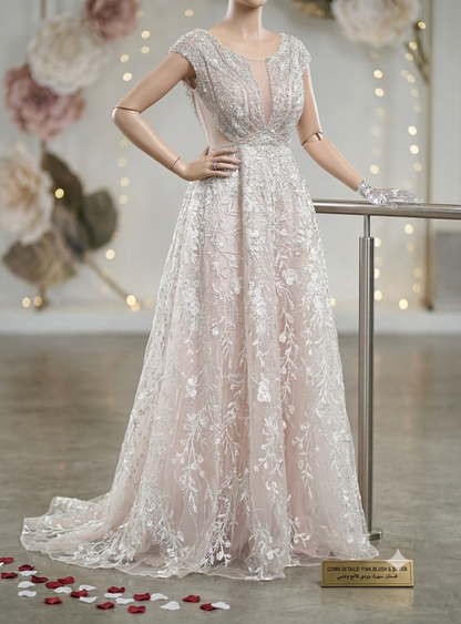 BLUSH PINK فستان خطوبة ابيض وردي فاتح