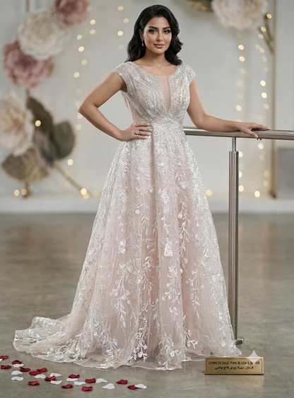 BLUSH PINK فستان خطوبة ابيض وردي فاتح